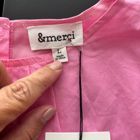 Womens &merci Pink Puff Sleeve Peplum Top - Picture 7 of 10